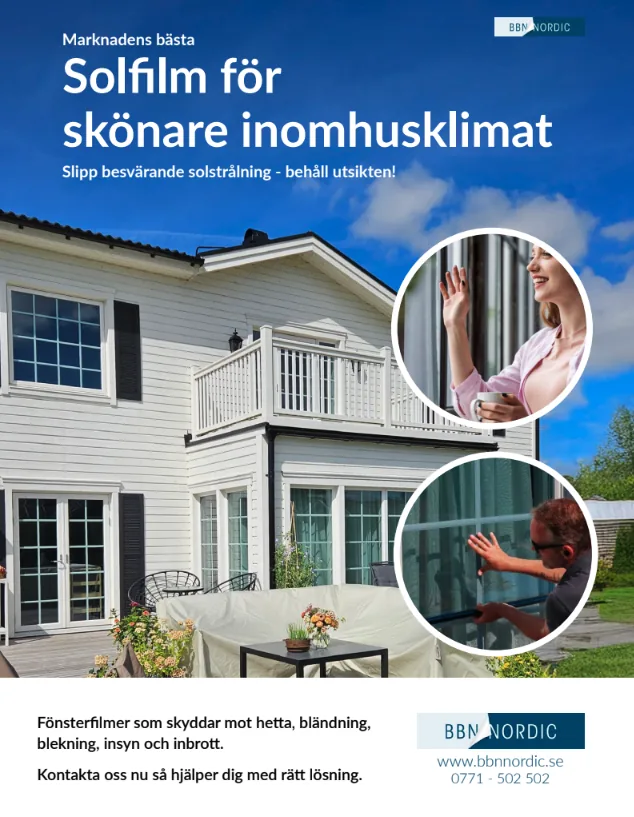 BBN Nordics annons i Villanytt december 2025 — Marknadens bästa solfilm
